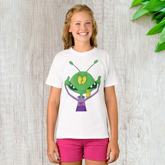 Rolig Grön Alien Gör Dumma Ansikte T Shirt (Skapare uppladdad)