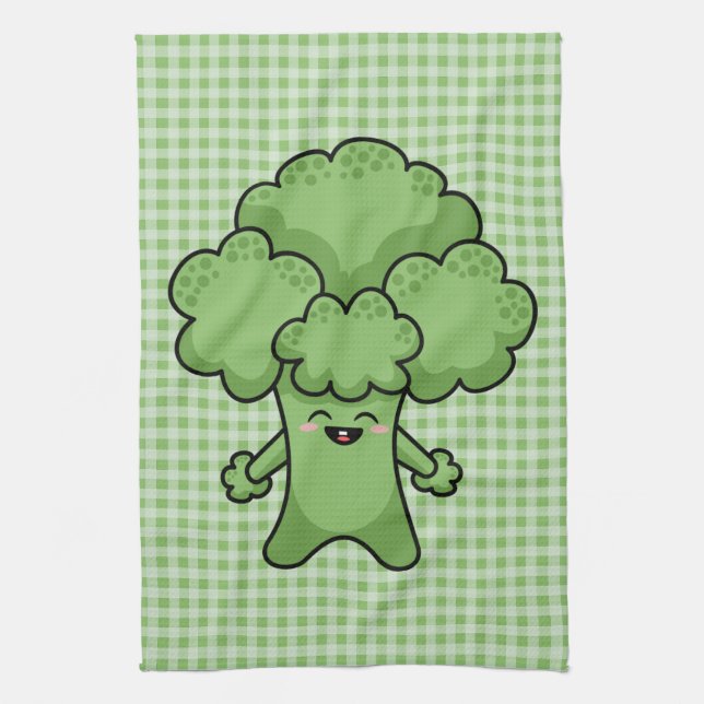 Rolig grön broccolibordduk kökshandduk (Vertikal)