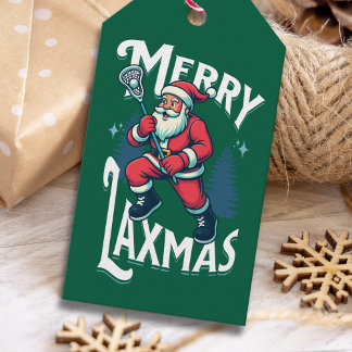 Rolig Grön Glad Laxmas Lacrosse Jul Presentetikett