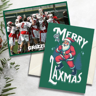Rolig Grön Glad Laxmas Lacrosse Lag Jul Julkort