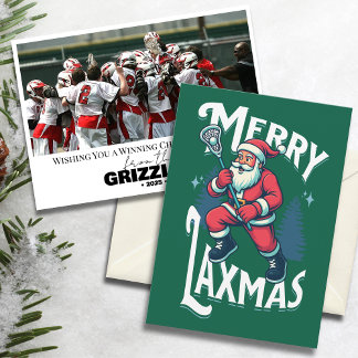 Rolig Grön Glad Laxmas Lacrosse Lag Jul Julkort