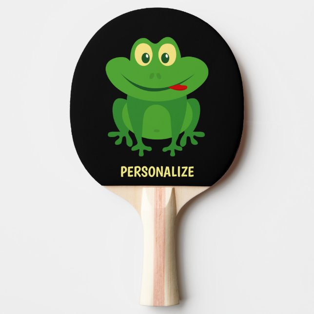 Rolig grön groda ping pong paddel för bordtennis (Framsidan)