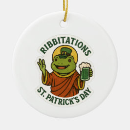 Rolig Grön Groda St. Patricks Day  Julgransprydnad Keramik