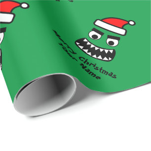 Rolig grön monster julklappspapper för barn presentpapper