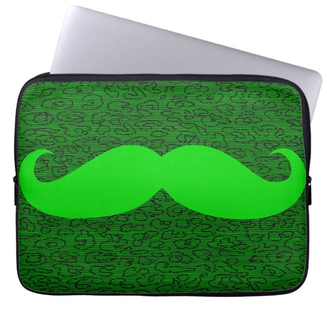 Rolig grön mustasch laptop sleeve (Framsidan)