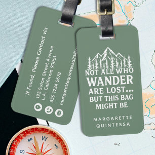 Rolig grön reshumor vit typografi cool bagagebricka
