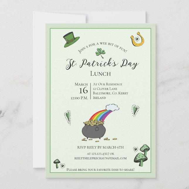 Rolig Grön St Patricks Day Irländska Välsignelser  Inbjudningar (Framsida)