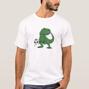 Rolig grön T-rex Dinosaur som leker fotboll Tröja