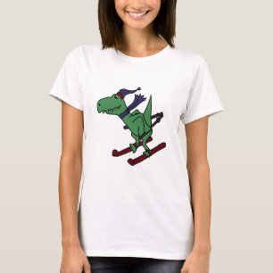 Rolig grön Trex Dinosaurskidåkning Tee
