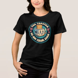 Rolig groovy 60-tals hippie-toaster ger tummen upp t shirt
