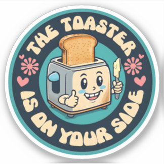 Rolig groovy 60-tals hippie toaster tummen upp klistermärken