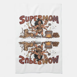 Rolig Grottmamma Super Mamma Multitasking Retro Kökshandduk