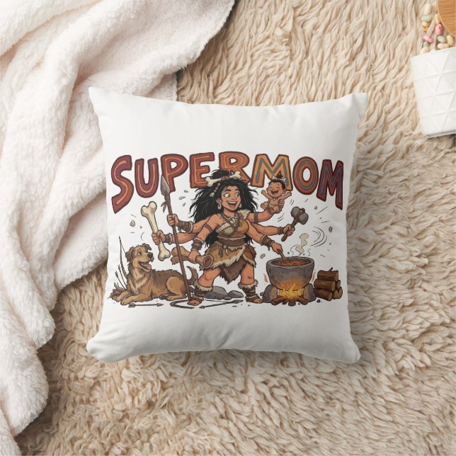  Rolig Grottmamma Super Mamma Multitasking Retro  Kudde (Filt)