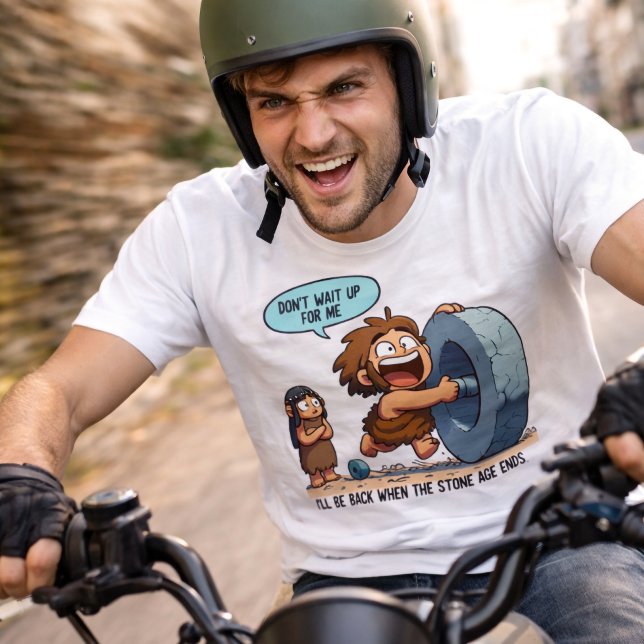 Rolig Grottmans Hjul Stenålderhumor T-Shirt (Skapare uppladdad)