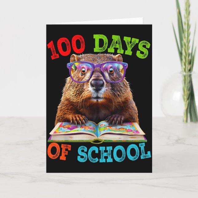 Rolig Groundhog 100:e dagen i skolan Lärare Ground Kort (Framsida)