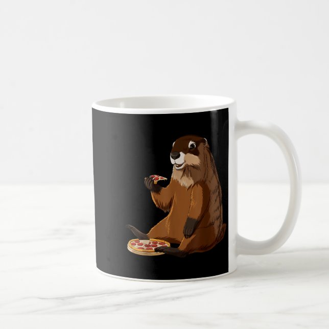 Rolig Groundhog-älskare av Pizza  Kaffemugg (Höger)
