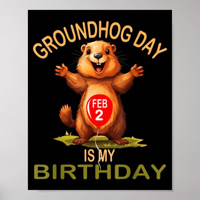 Rolig Groundhog Day är min födelsedag, söt jordeko Poster (Framsidan)
