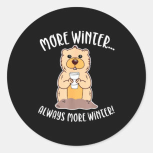 Rolig Groundhog Day-design - Mer vinterförutsägels Runt Klistermärke