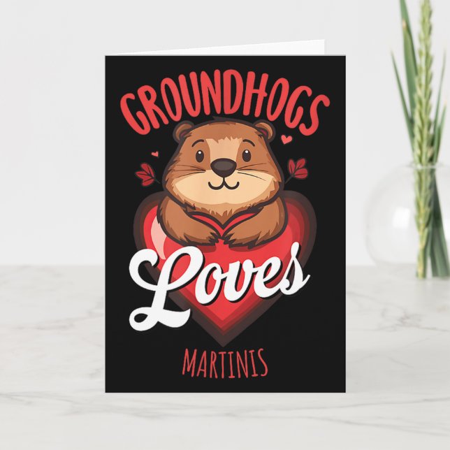 Rolig Groundhog Day Martini Design Jordsorkar Älsk Kort (Framsida)
