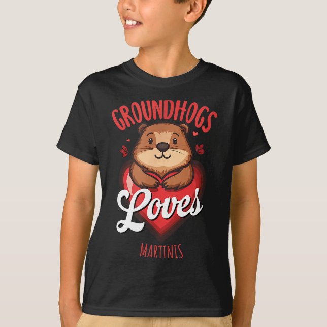 Rolig Groundhog Day Martini Design Markmöss Älskar T Shirt (Framsida)