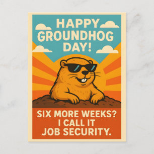 Rolig Groundhog Day med solglasögon Retro solsken Vykort