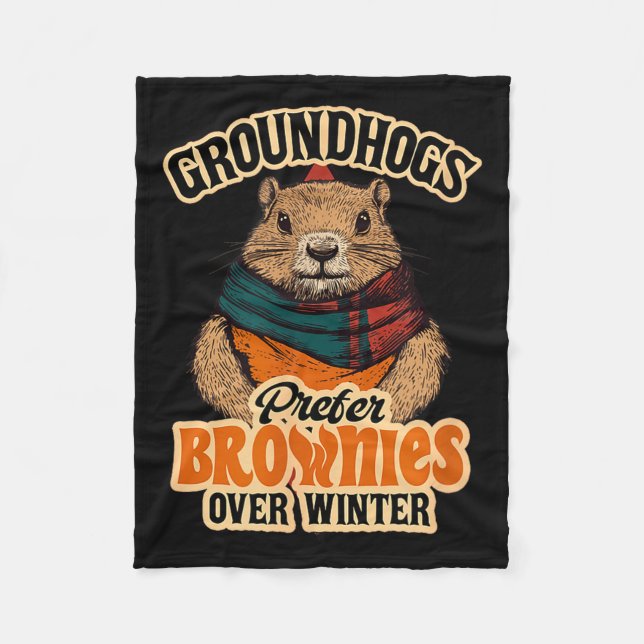 Rolig Groundhog Day Murmeldjur Föredrar Brownie  Fleecefilt (Framsidan)