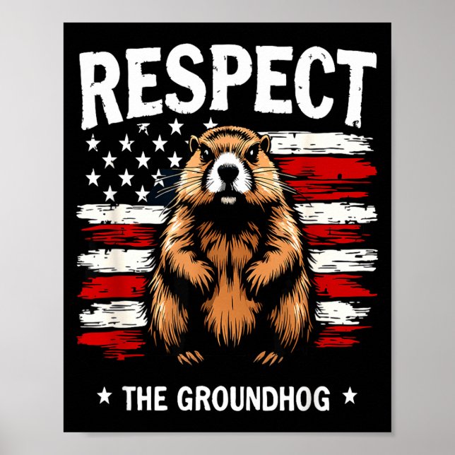 Rolig Groundhog Day, Respekt För Groundhog Usa Vin Poster (Framsidan)