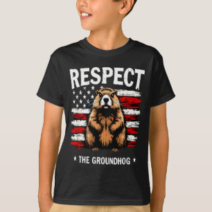 Rolig Groundhog Day, Respekt För Groundhog Usa Vin T Shirt
