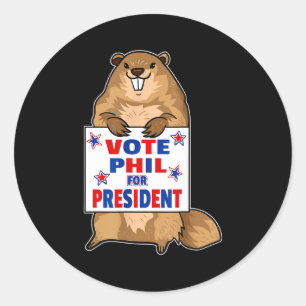 Rolig Groundhog Day Tröja - Patriotisk Grafisk Kon Runt Klistermärke