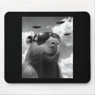 Rolig Groundhog Selfie Med Ufo Ground Murmeldagen Musmatta