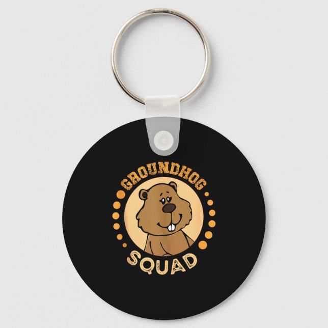 Rolig Groundhog-squaddesign Glad Groundhog-dagen 2 Nyckelring (Framsida)