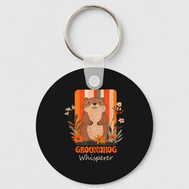 Rolig Groundhog Whisperer Ground Hog Day Vår Co Nyckelring (Framsida)
