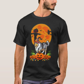 Rolig Grov Collie Hund Häxa Pumpa Glad Hallowe T Shirt