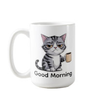 Rolig Grumpy Cat Kaffe Mugg – “God Morgon” Söt