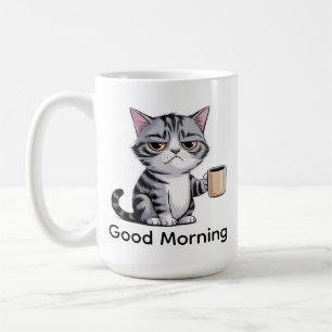 Rolig Grumpy Cat Kaffe Mugg – “God Morgon” Söt