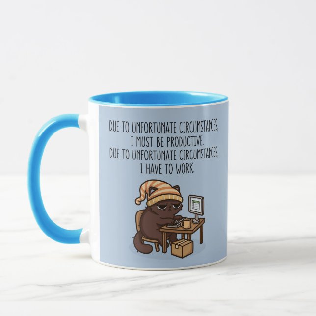 Rolig Grumpy Cat Kontorshumor Arbetscitat Blå Mugg (Vänster)