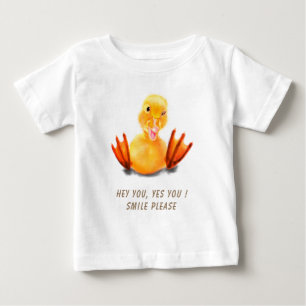 Rolig gul anka baby t-shirt fängslande text