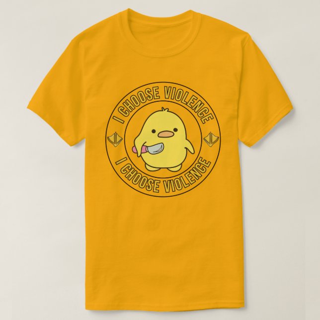 Rolig Gul Anka Med Kniv T Shirt (Design framsida)