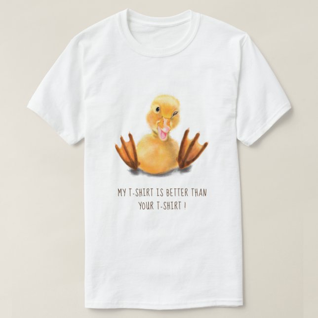 Rolig gul anka t-shirt med egen text (Design framsida)