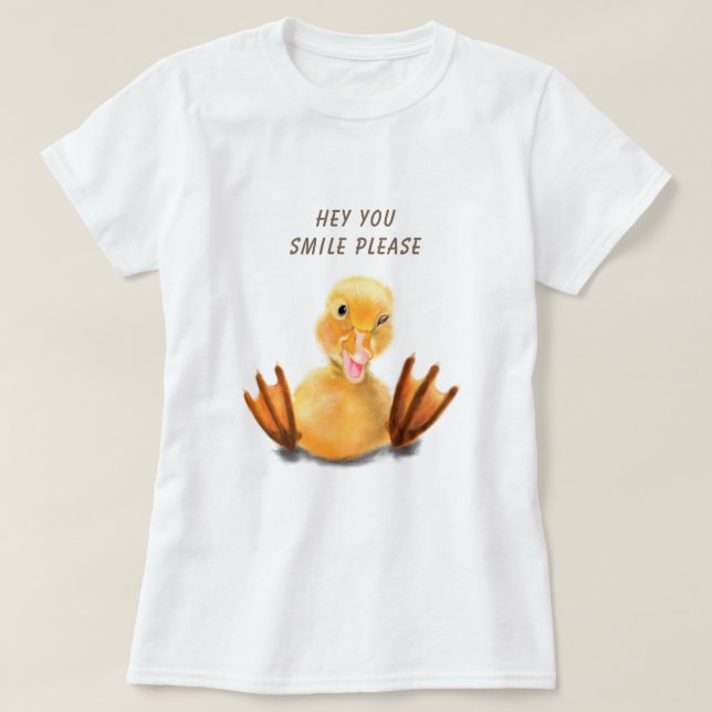 Rolig gul anka t-shirt med fängslande text (Design framsida)