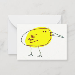 Rolig gul fågel Doodle Anteckningskort