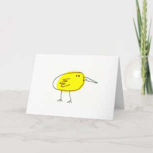 Rolig gul fågel Doodle gratulationskort Kort