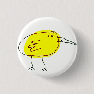 Rolig gul fågel Doodle Knapp