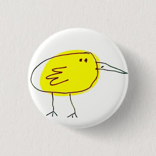 Rolig gul fågel Doodle  Knapp (Framsida)