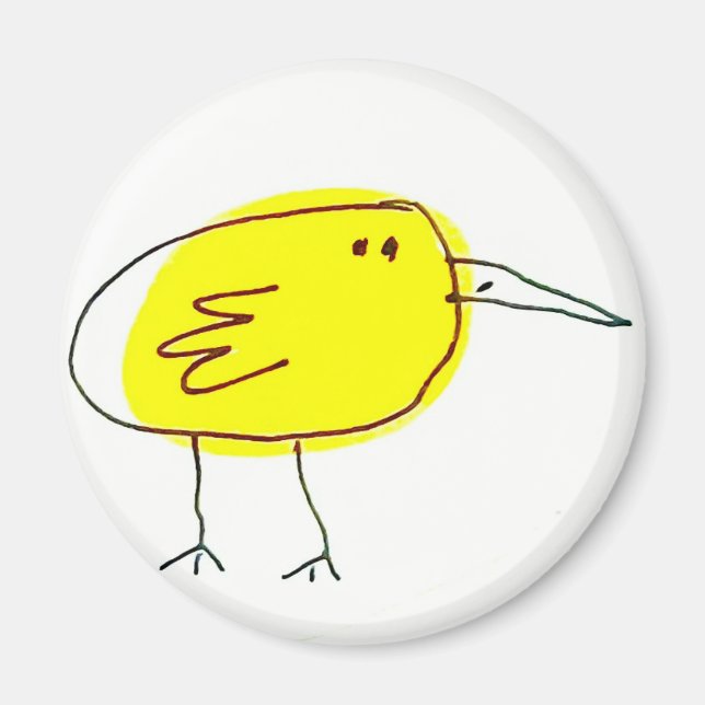 Rolig gul fågel Doodle  Magnet (Framsidan)