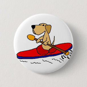 Rolig gul Labrador Retriever som Kayaking Knapp