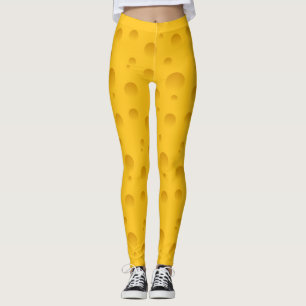 Rolig gul schweizisk damasker för ostmönstertryc leggings
