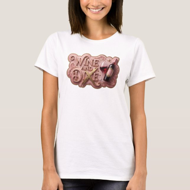 Rolig Guld VIN OCH DIXE Tryck T Shirt (Framsida)