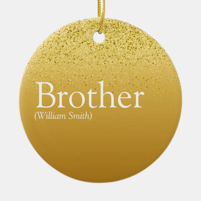 Rolig guldglitter Glam Bästa bror någonsin Definit Julgransprydnad Keramik (Framsidan)