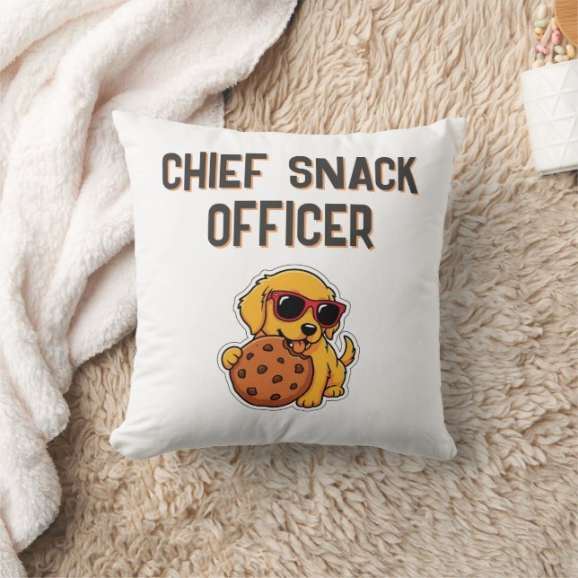 Rolig guldhundvalp Chief Snack Officer Kudde (Filt)
